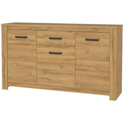 Buffet bas chêne vieilli HAVANNA - Classique - L 161 cm