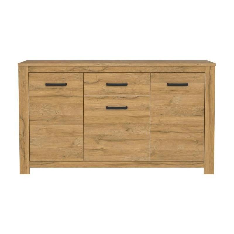 Buffet bas chêne vieilli HAVANNA - Classique - L 161 cm