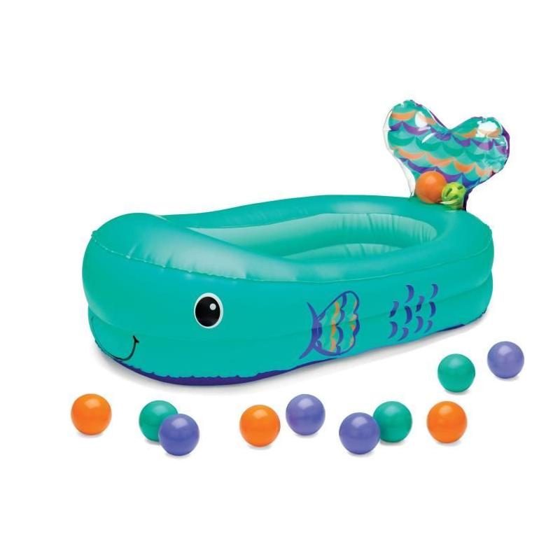 Baignoire baleine gonflable avec jeux et thermomètre - Bleu - INFANTINO