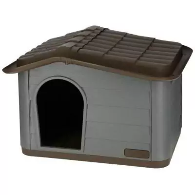 Niche extérieure pour chats ou chiens Taille M - Design moderne - Gris & marron