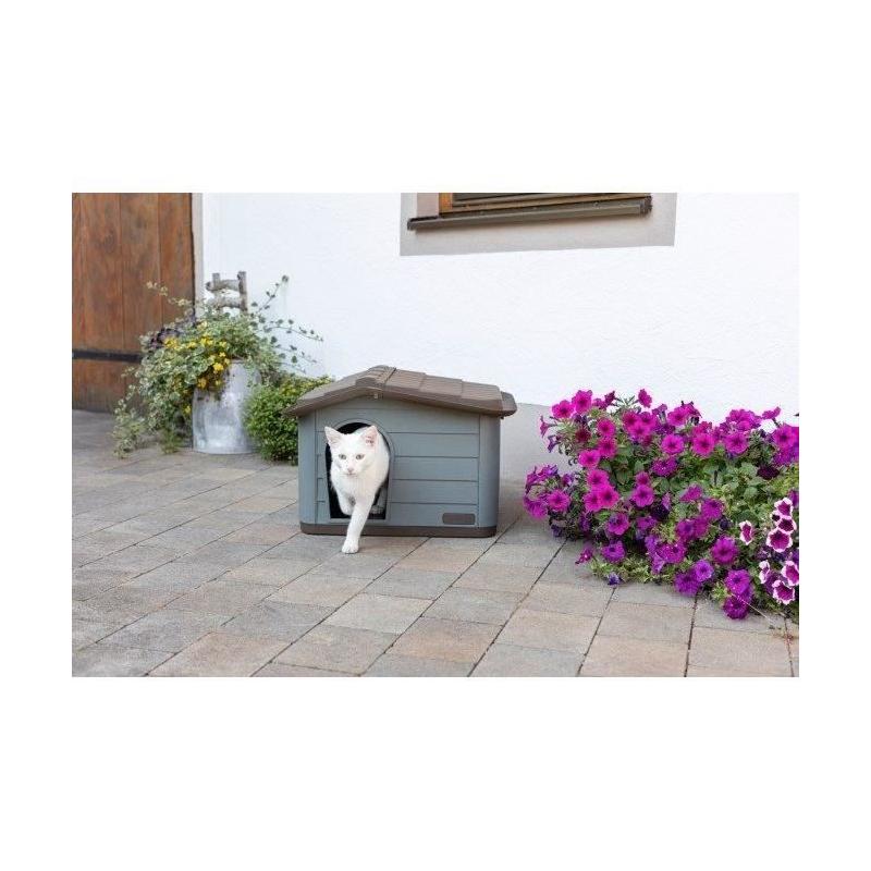 Niche extérieure pour chats ou chiens Taille M - Design moderne - Gris & marron