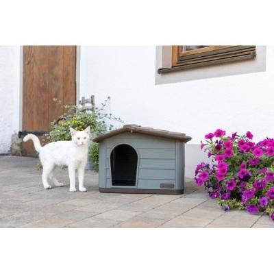 Niche extérieure pour chats ou chiens Taille M - Design moderne - Gris & marron