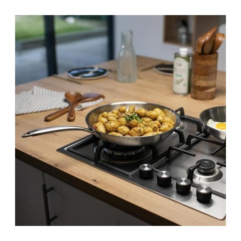 Poêle 28 cm inox Triply MEP159 - LIVOO: Made in France, Tous feux