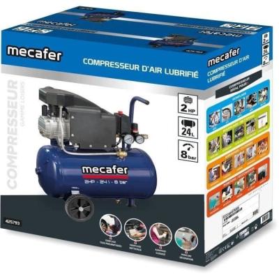 Compresseur MECAFER 24L Bleu 2HP - Puissant et Portable
