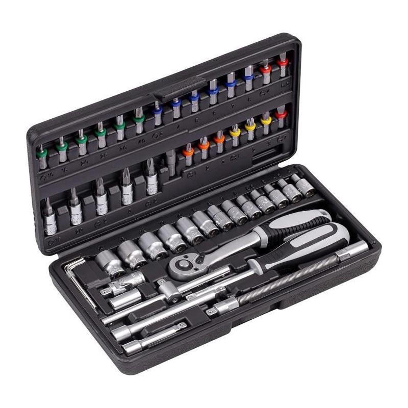 Coffret à clés et douilles CONNEX - 52 pieces - Chrome-vanadium