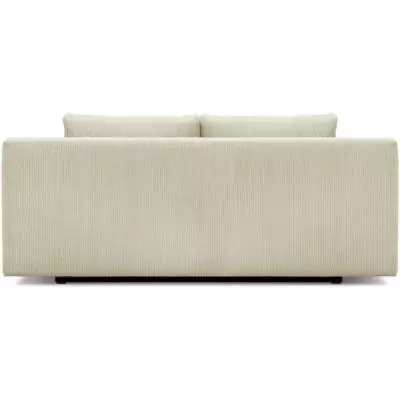 Banquette convertible 3 places MIKA - Velours Beige - Coffre de rangement