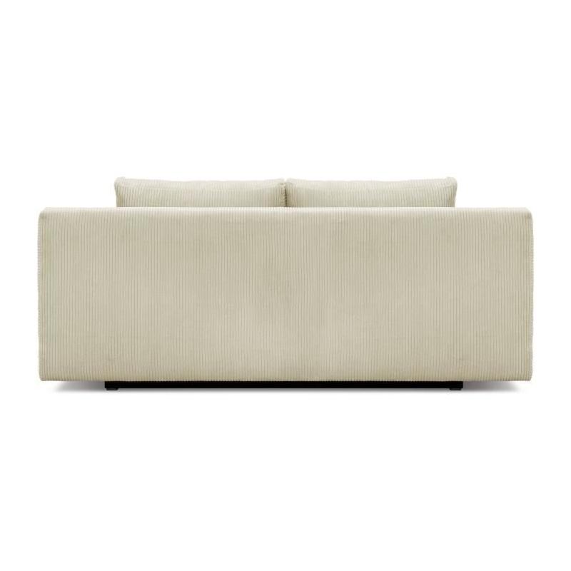 Banquette convertible 3 places MIKA - Velours Beige - Coffre de rangement