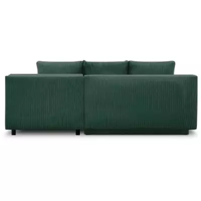 Canapé d'angle convertible 3 places MIKA - Velours côtelé vert foncé Canapé d'angle convertible 3 places MIKA - Velours côtelé vert foncé