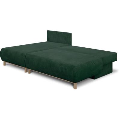 Canapé d'angle gauche convertible MIKA en velours vert foncé - Coffre de rangement
