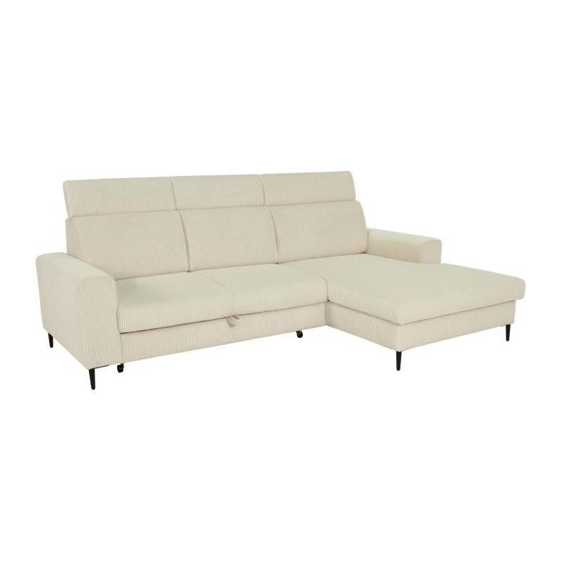 Canapé d'angle convertible 4 places NIZZA Velours Beige