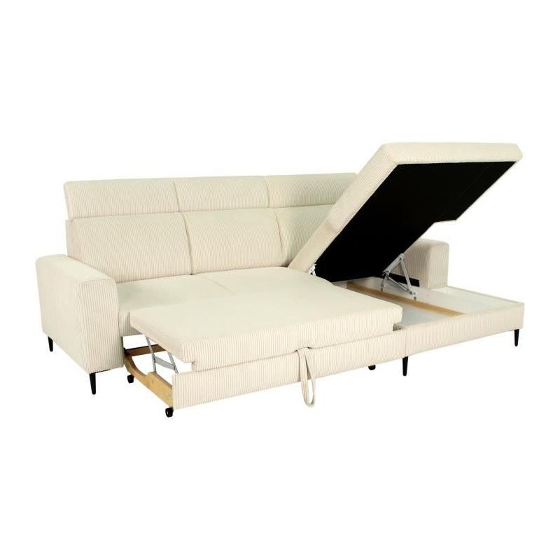 Canapé d'angle convertible 4 places NIZZA Velours Beige