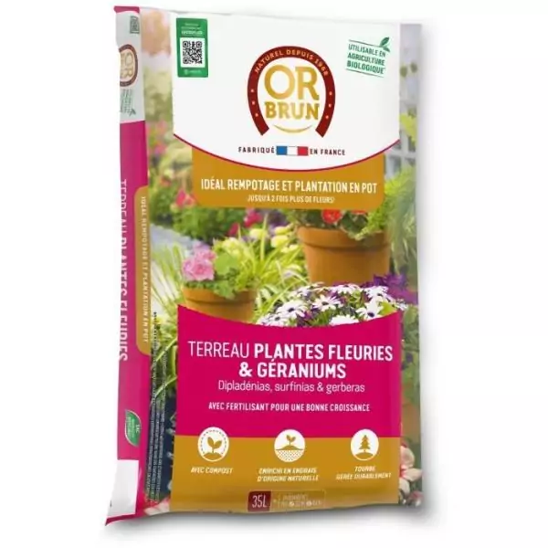 Terreau plantes fleuries et géraniums - OR BRUN - OBRTGER35N - 35 L