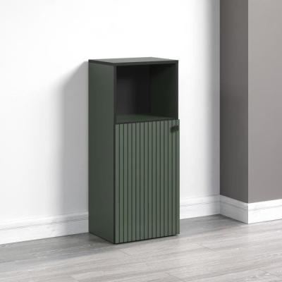 Meuble bas de salle de bain tendance - Vert sauge et noir