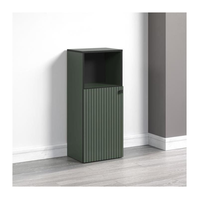 Meuble bas de salle de bain tendance - Vert sauge et noir