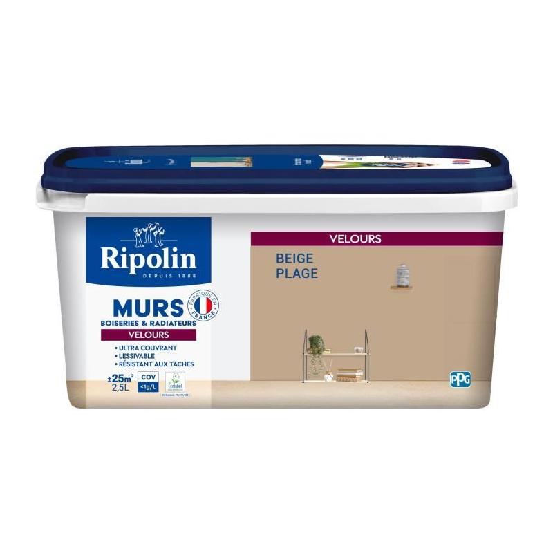 Peinture déco : RIPOLIN - Beige plage - Velours - 2,5 L