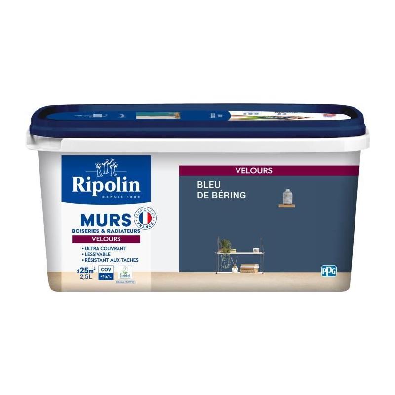 Peinture velours RIPOLIN pour boiseries et radiateurs en bleu de Béring - 2,5 L