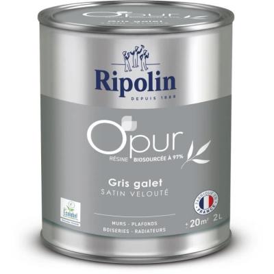 Peinture O'PUR RIPOLIN 2L Gris galet Satin velouté