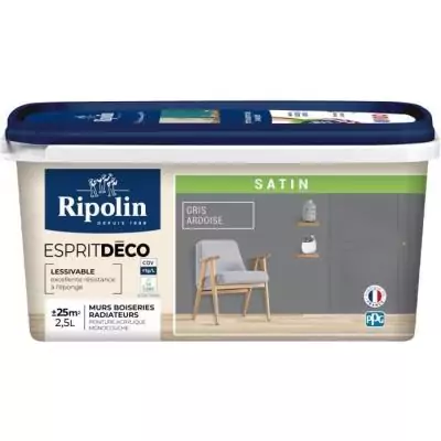 Peinture Satin Ultra Couvrante pour Cuisine, Chambre, Salon - Gris Ardoise