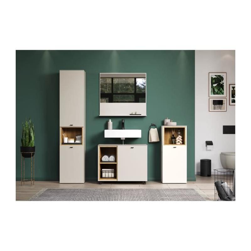 Ensemble Salle de bain Cachemire - Colonne + Miroir + Meuble - L180cm