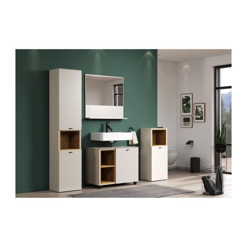 Ensemble Salle de bain Cachemire - Colonne + Miroir + Meuble - L180cm