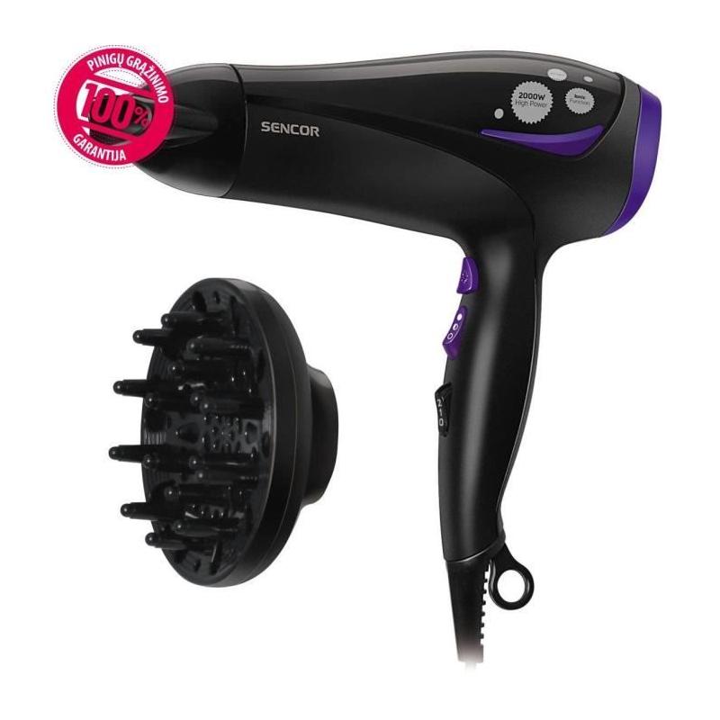Sèche-cheveux ionique SENCOR - Puissant 2000 W - Noir