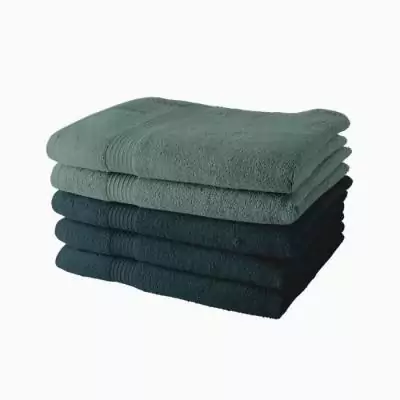Lot de 5 Draps de Bain TODAY 70x130 cm 100% Coton - Assortiment paon et celadon