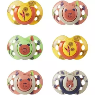 Sucettes Tommee Tippee Fun pour Bébé - Lot de 6 - Forme Orthodontique Symétrique