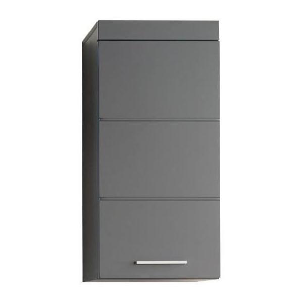 Meuble haut de salle de bain - AMANDA - 1 porte - Gris brillant - 37 x 77 x 23 cm