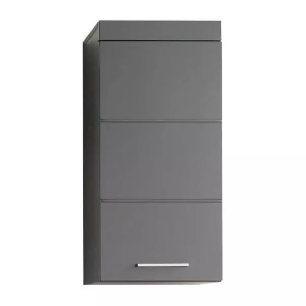 Meuble de salle de bain Rangement haut - 1 porte - Gris - L 37 x P 23 x H 77 cm - AMANDA