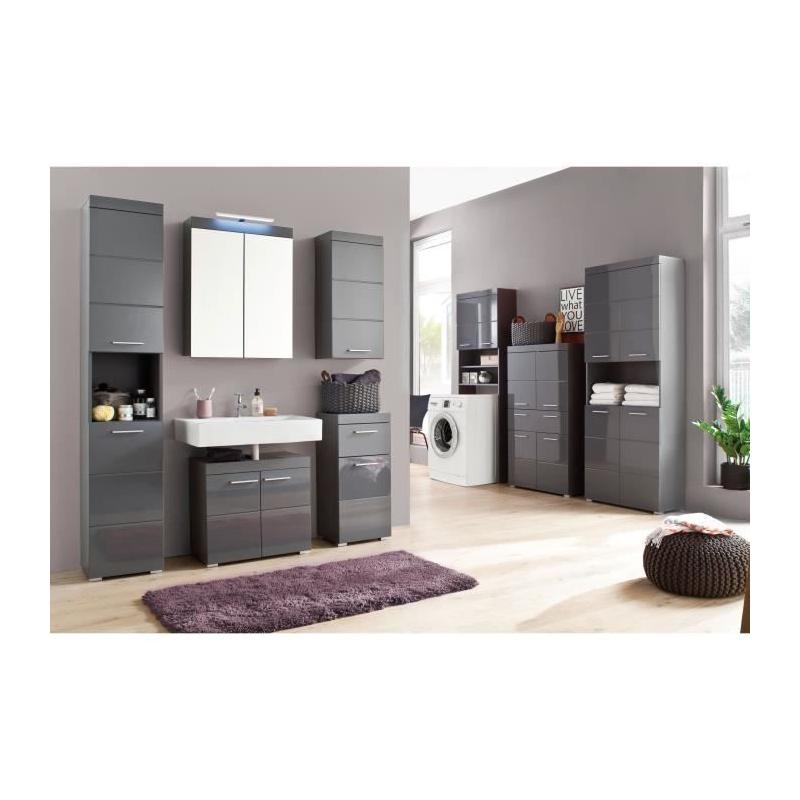 Meuble haut de salle de bain AMANDA - Gris brillant - 37 x 77 x 23 cm