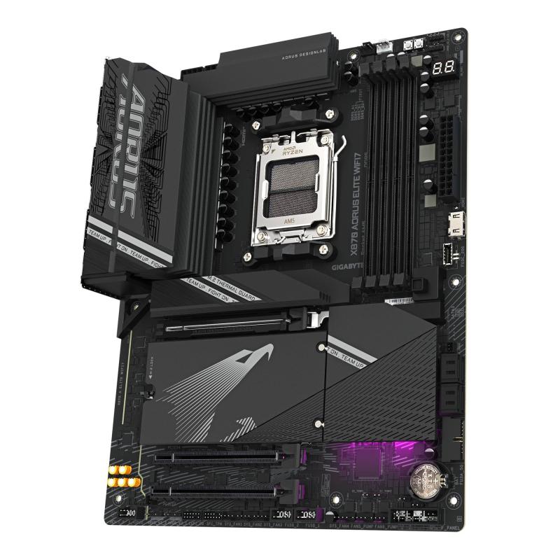 GIGABYTE X870 AORUS ELITE WIFI7 Carte Mère - Prend en charge les processeurs AMD Ryzen 9000, 16+2+2 phases VRM, jusqu'à 8000MHz