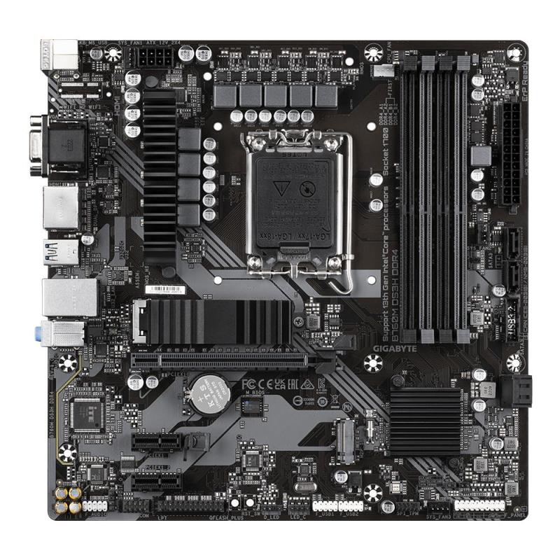 GIGABYTE B760M DS3H DDR4 Carte Mère - Prend en charge les processeurs Intel Core de 14e génération, VRM numérique 6+2+1 phases,