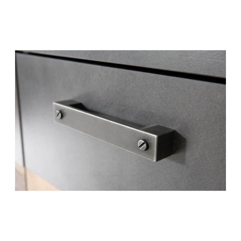 Buffet INDY 4 Portes et 1 Tiroir - Bois vieilli & Gris - L178cm