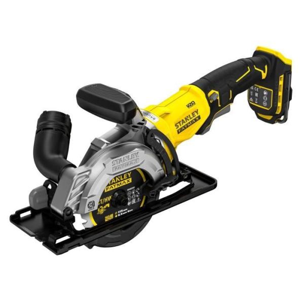 Scie Circulaire 115 mm Brushless - 18V - 4 500 trs/min, 2 sens de coupe, LED - Gamme V20 - STANLEY FATMAX, SFMCS515B-XJ
