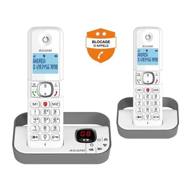 Téléphone fixe sans fil Alcatel F860 voice duo gris - Blocage d'appels