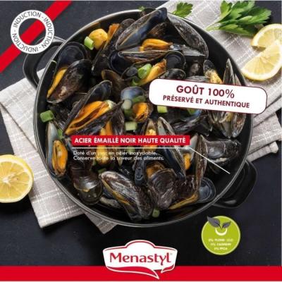 Marmite design MENASTYL 24 cm - Noir émaillé - Induction