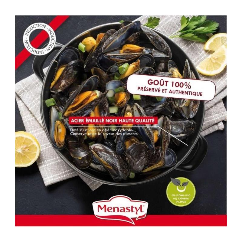 Marmite design MENASTYL 24 cm - Noir émaillé - Induction