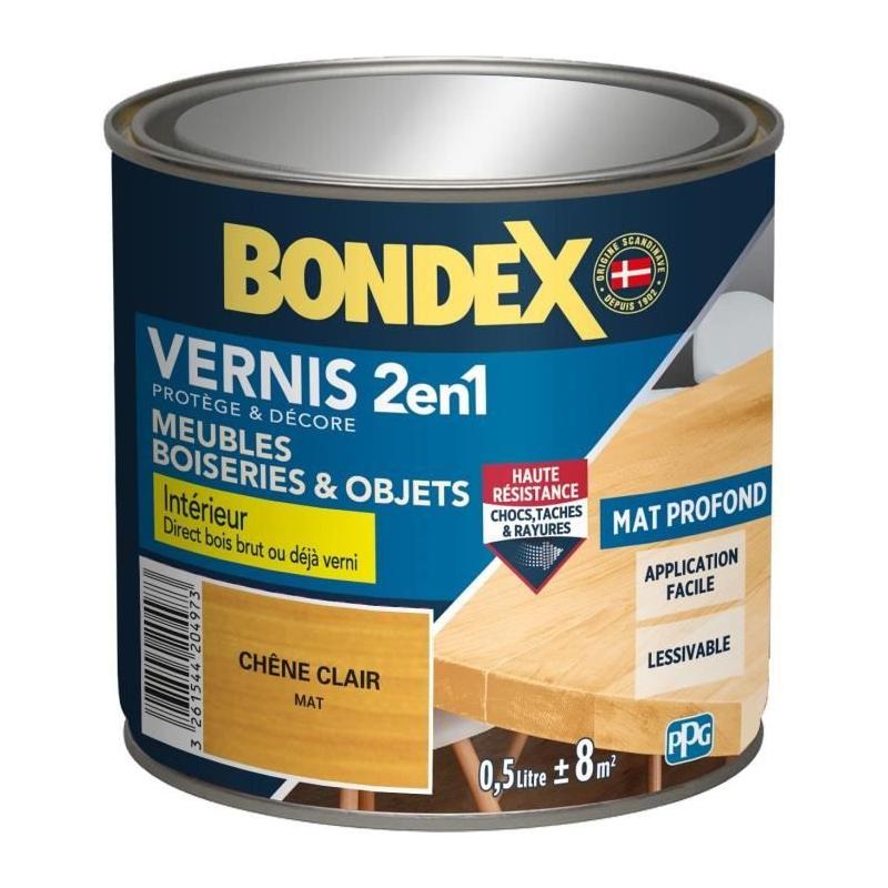 Vernis bois chene clair mat pour une finition élégante - BONDEX 0,5L