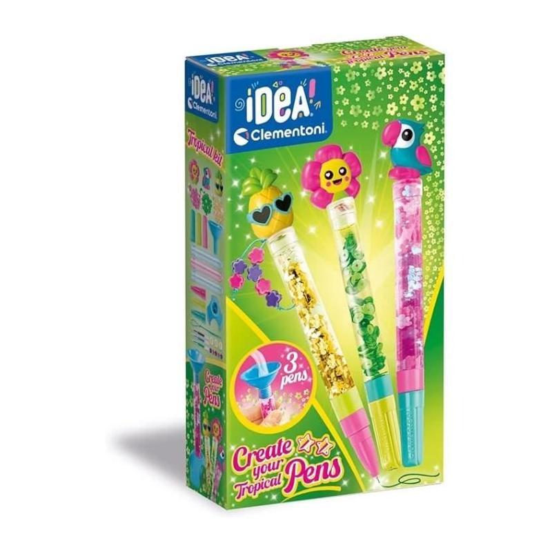 Clementoni - Mini atelier Stylos Tropical - 3 stylos à créer