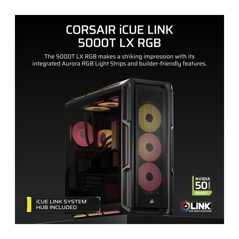 Boîtier PC CORSAIR iCUE LINK 5000T LX RGB Noir