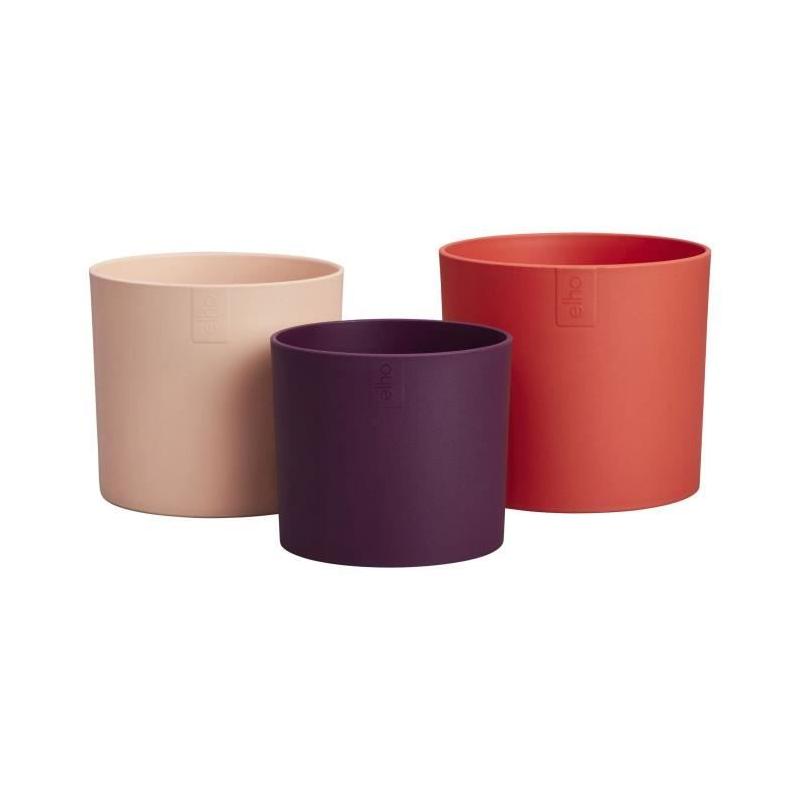 Pot de fleur Elho Lex Pott - Set 14 - Rouge Rose Violet - L 14 x B 13.8 x H 12 cm - Intérieur - 100% recyclé
