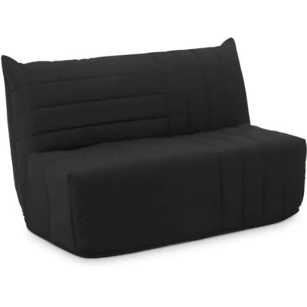 Banquette BZ - 2 places - Tissu Anthracite - 143 x 106 x 92 cm - Matelas BULTEX - BECCI