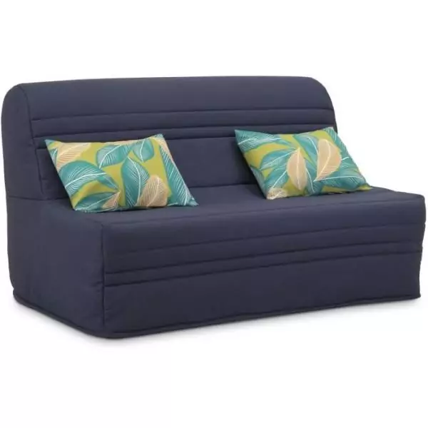 Banquette BZ - 2 places - Bleu Marine - Coussins Jungle - couchage 140 x 190 x 9 cm - Joe