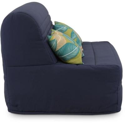 Banquette BZ 2 places Bleu Marine avec Coussins Jungle - Joe