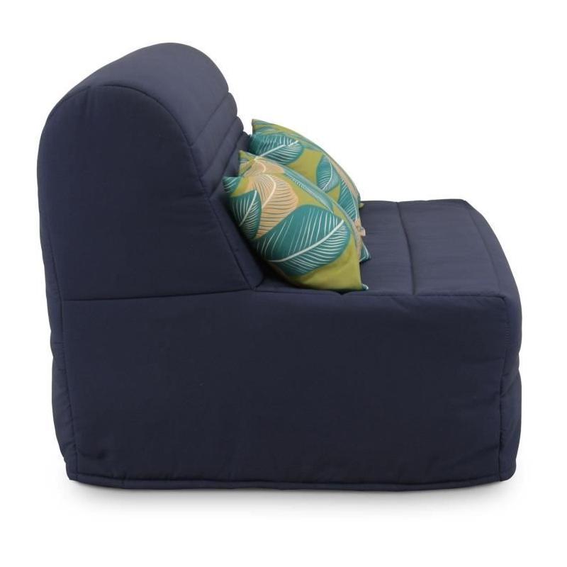Banquette BZ 2 places Bleu Marine avec Coussins Jungle - Joe