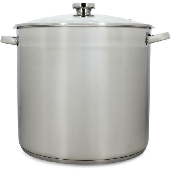 Marmite avec couvercle - MENASTYL - 4615451 - En acier inoxydable - 17 litres - 32 cm - Tous feux dont induction