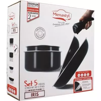 Batterie de cuisine induction MENASTYL 5 pièces noire