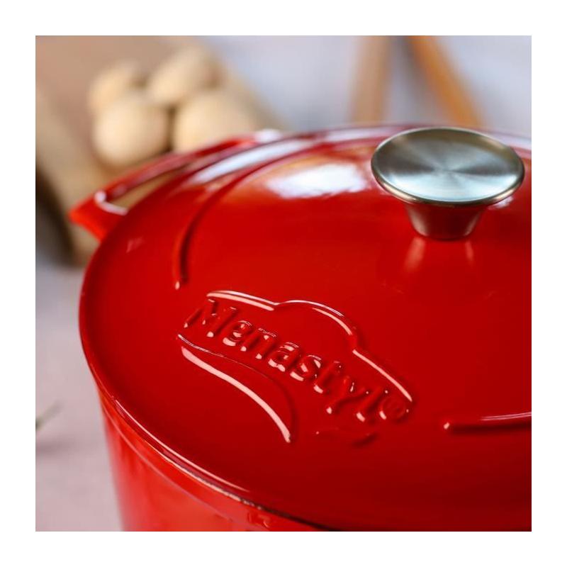 Cocotte MENASTYL Ronde Rouge 7L - Style et qualité en fonte acier