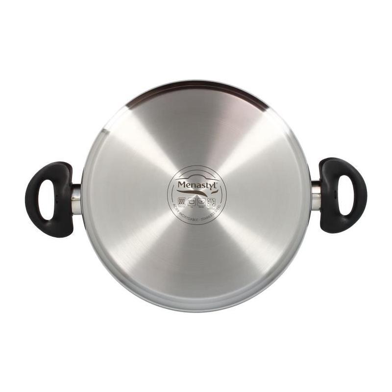 Faitout MENASTYL en acier inoxydable 24 cm pour tous feux dont induction