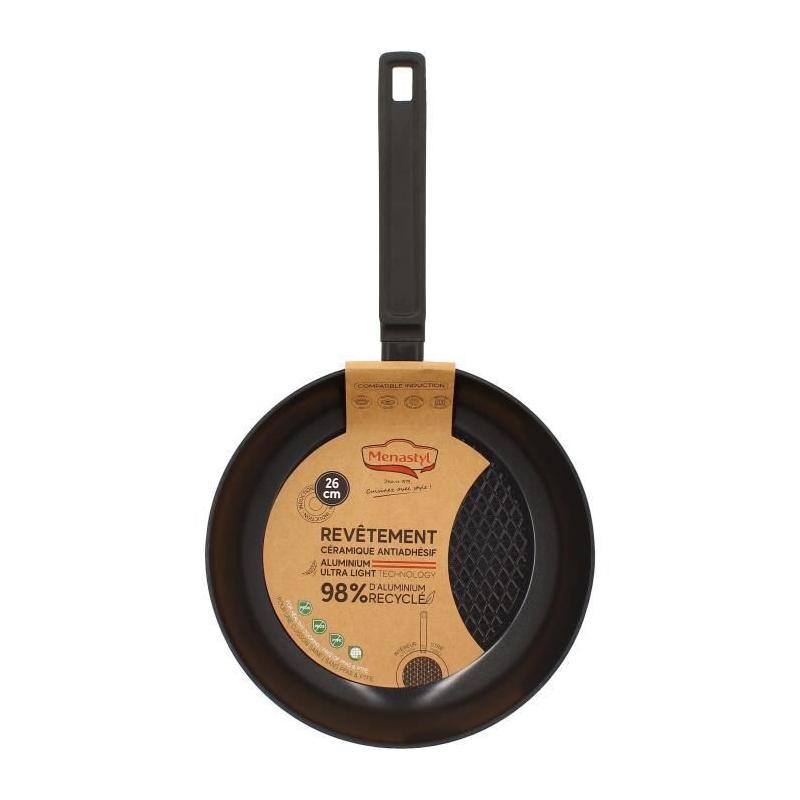 Poêle MENASTYL 26 cm en aluminium forgé noir - Tous feux dont induction